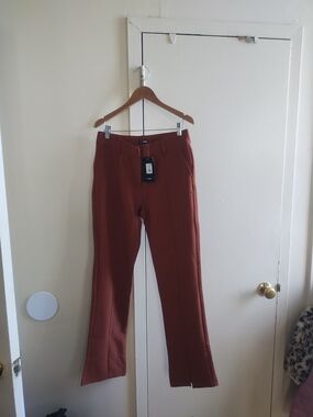 Fashion Nova Rust Brown Straight-Leg Pants